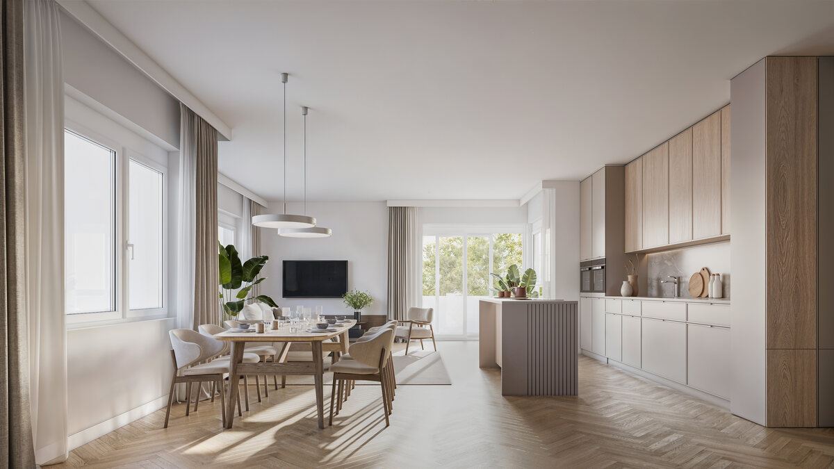 Ess-, Koch- und Wohnbereich Penthouse